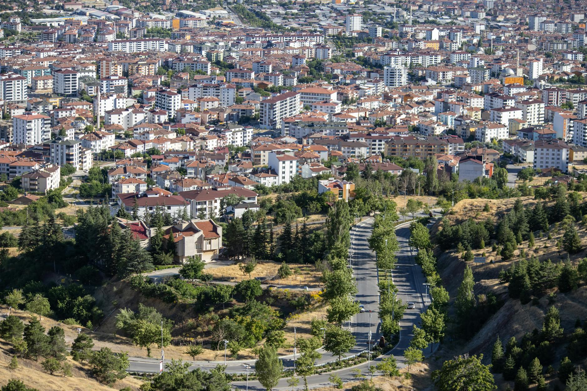 aerial view of elazig cityscape on a sunny day